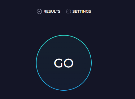 Selecting "GO" on the speed test website